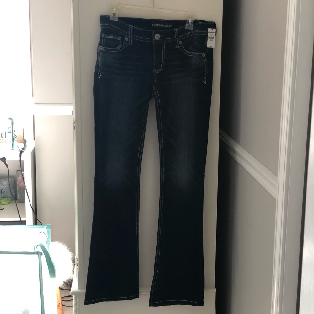 Express low rise boot cut jeans